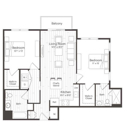 Floorplan of Unit B1a